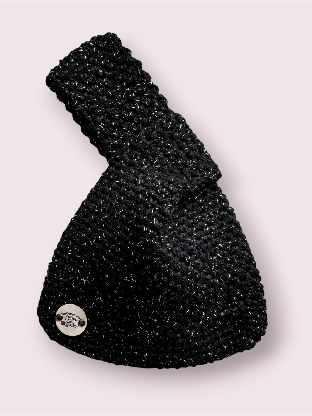 Black Crochet Knot Bag Handmade Wrist Bag Purse